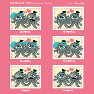 preview of octopus sweetheart cards