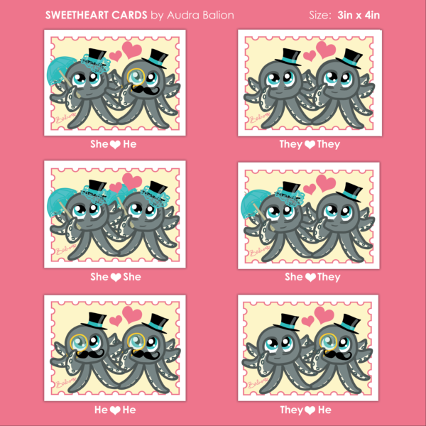 preview of octopus sweetheart cards